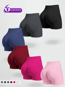 Seamless Women's Shorts, High Elasticity Sporty Gym Shorts, Breathable Comfortable Tight-Fit Running Shorts for All Seasons, Stretchy Seamless Shorts