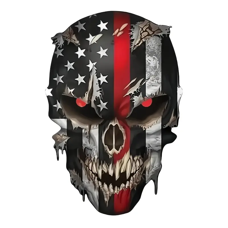 A brave American flag skull car sticker, Graphic Decal, Car Decals, Stickers For Cars - perfect for personalizing your items or as a gift.