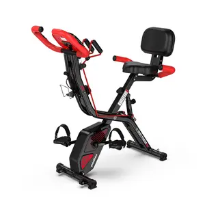 pooboo Foldable Exercise Bike 4-in-1 Indoor Riding Bike, Adjustable Resistance Exercise Cycling, Magnetic Upright X Fitness Cycle Comfort Seat