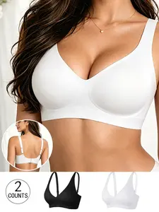 2 pack / 4 colors, seamless jelly bra, 2 rows 4 hooks, XS - XXXL sizes, push-up and lift, adjustable sports vest, Workout Bra, suitable for daily wear, parties, yoga, comfortable, breathable, skin-friendly, slimming, women's non-wire bra