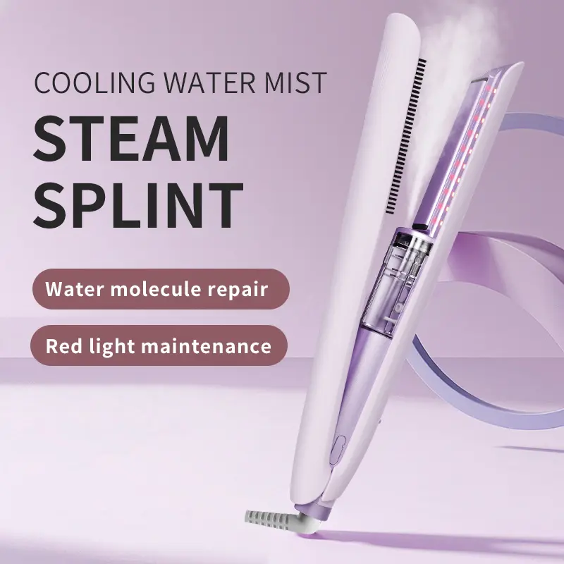 Professional Steam Hair Straightener, Electric Fast Steam Hair Straightener Brush Titanium Ceramic Flat Iron, with Anti-Static Technology and Digital Controls Suitable for All Hair Types