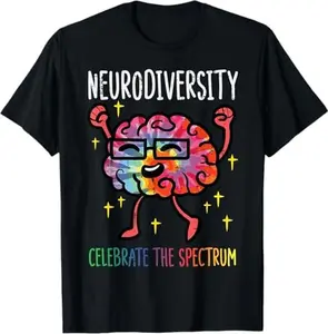 Neurodiversity Brain Autism Awareness ASD ADHD T-Shirt for Men Women Celebrate the Spectrum Menswear Top