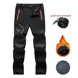Men's Waterproof Pants Insulated Cold weather Hiking Winter Snow Ski Softshell Outdoor Pants Zipper Pockets Climbing Thermal Jogger Trousers Thermal Lined Jogger pants men（gift）