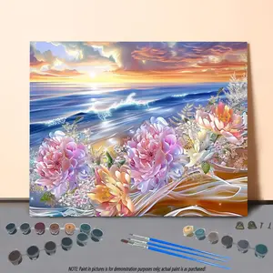 Flower Pattern DIY Painting By Numbers Kit, 1 Set Frameless DIY Paint By Numbers Kit, Wall Art Decoration for Home Living Room Bedroom