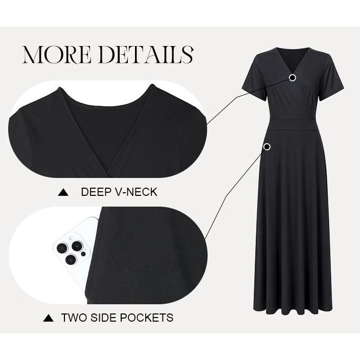 AUSELILY Maxi Dresses for Women V neck Ankle Length Floral Print Beach Long Flowy Dress with Pockets SpringStatements