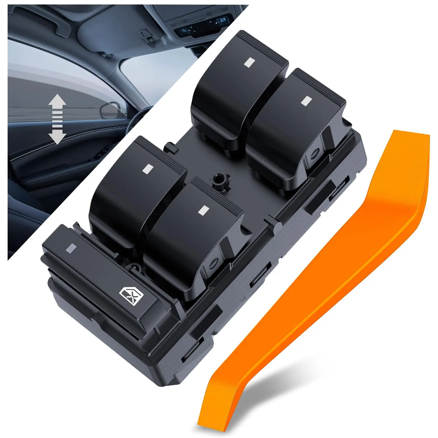 Nilight 1x Power Window Switch - Front Left Driver Side, Sturdy Vibration-Resist ABS/PP-GF20 14-Pin IP52 Rated OE-Like Replacement for 2007-2016 GMC Acadia, Auto Electrical Control Switch with 1x Panel Removal Tool, Waterproof Car Accessory