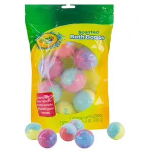 Crayola Colorful Scented Bath Bombs for Kids, Color You Bath Non-Toxic Bathbomb Fizzies for Boys Girls Holiday Stocking Stuffer, Grape Jam, Laser Lemon, Cotton Candy, & Bubble Gum Scents