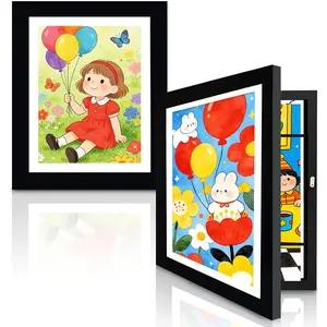 2 Packs  Artwork Frames Changeable - Front Opening Holds 150+ Drawings,  Crafts, Photos, 8.5x11 Inch Wooden  Picture Frames with Mat,  Door, Framed Wall Art for ' Artwork Storage