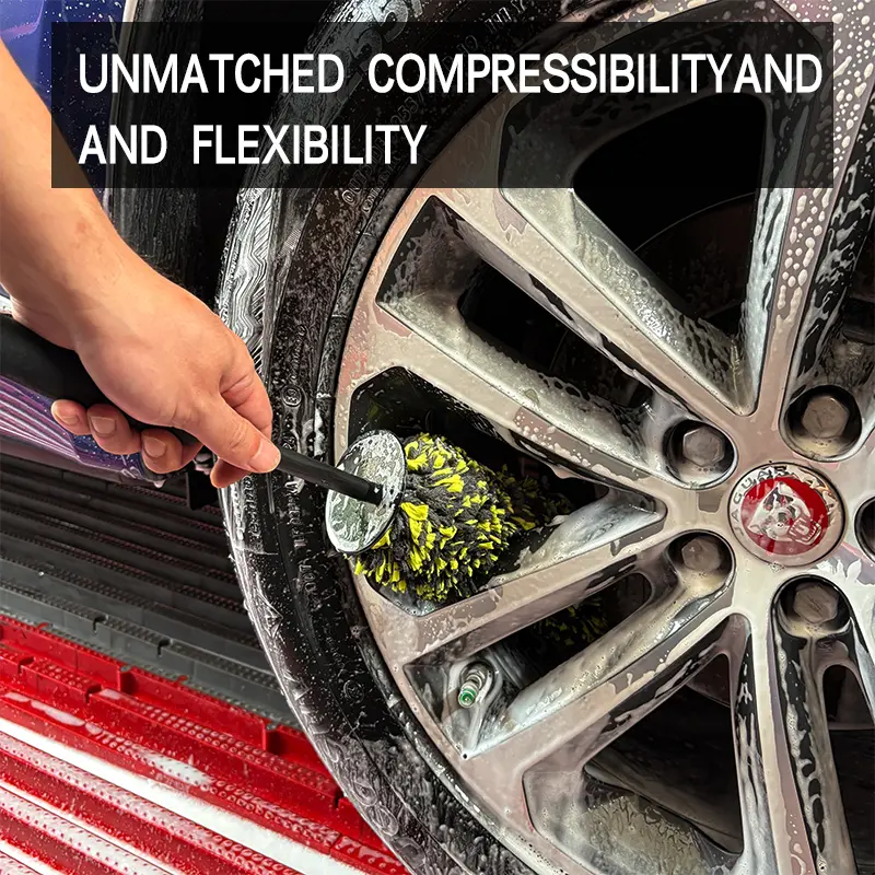 Wheel Barrel Brush, Cleaning Brush for Wheels, Long Handle Microfiber Car Wheel Brush, Wheel Rim Dust Removal & Cleaning Tool, Compatible with Cars, Trucks, SUVs, and RVs, Car Wash Accessory