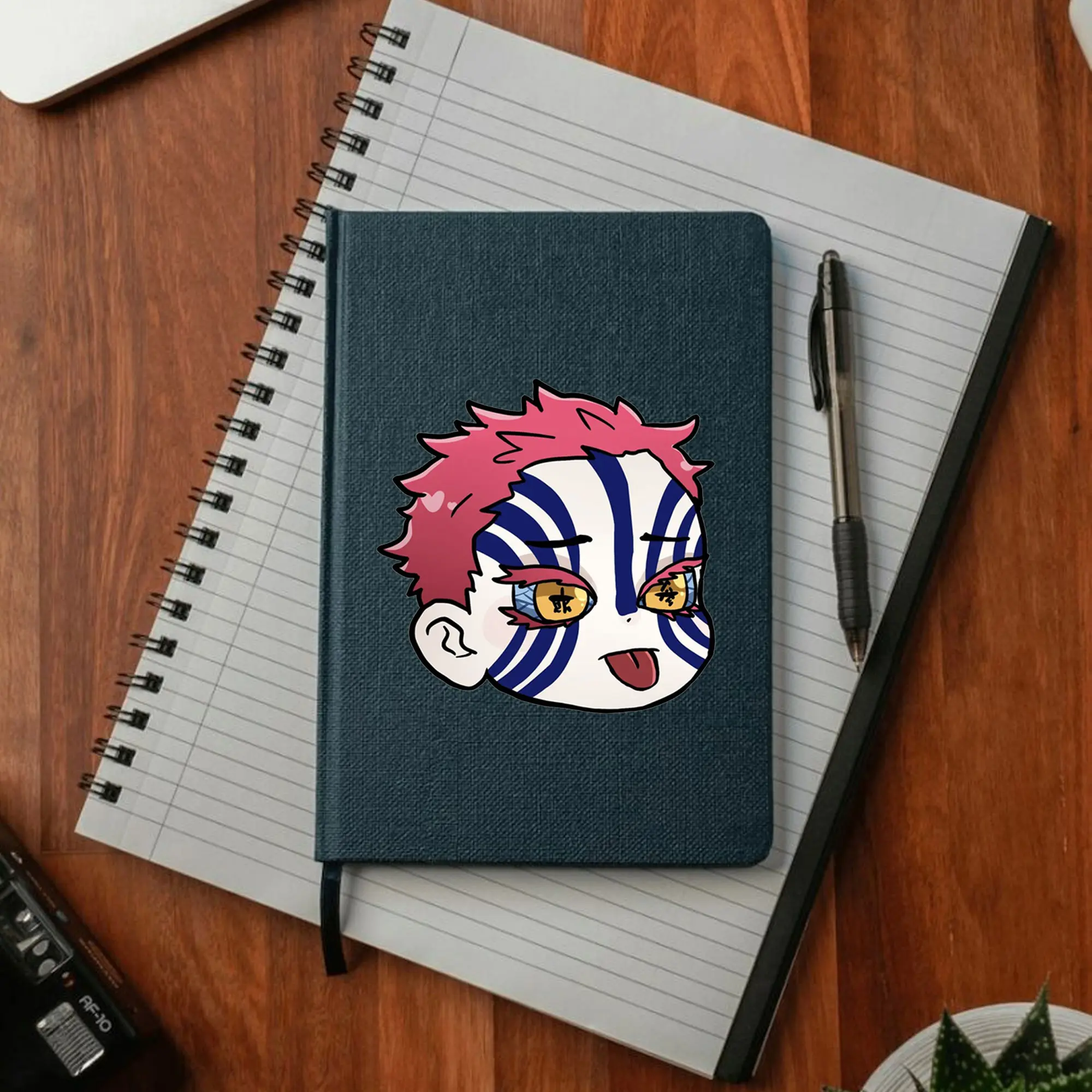 Cute Akaza Chibi Sticker, Demon Slayer Anime Decal, Adorable Kawaii Upper Moon Three, Laptop Car Decor