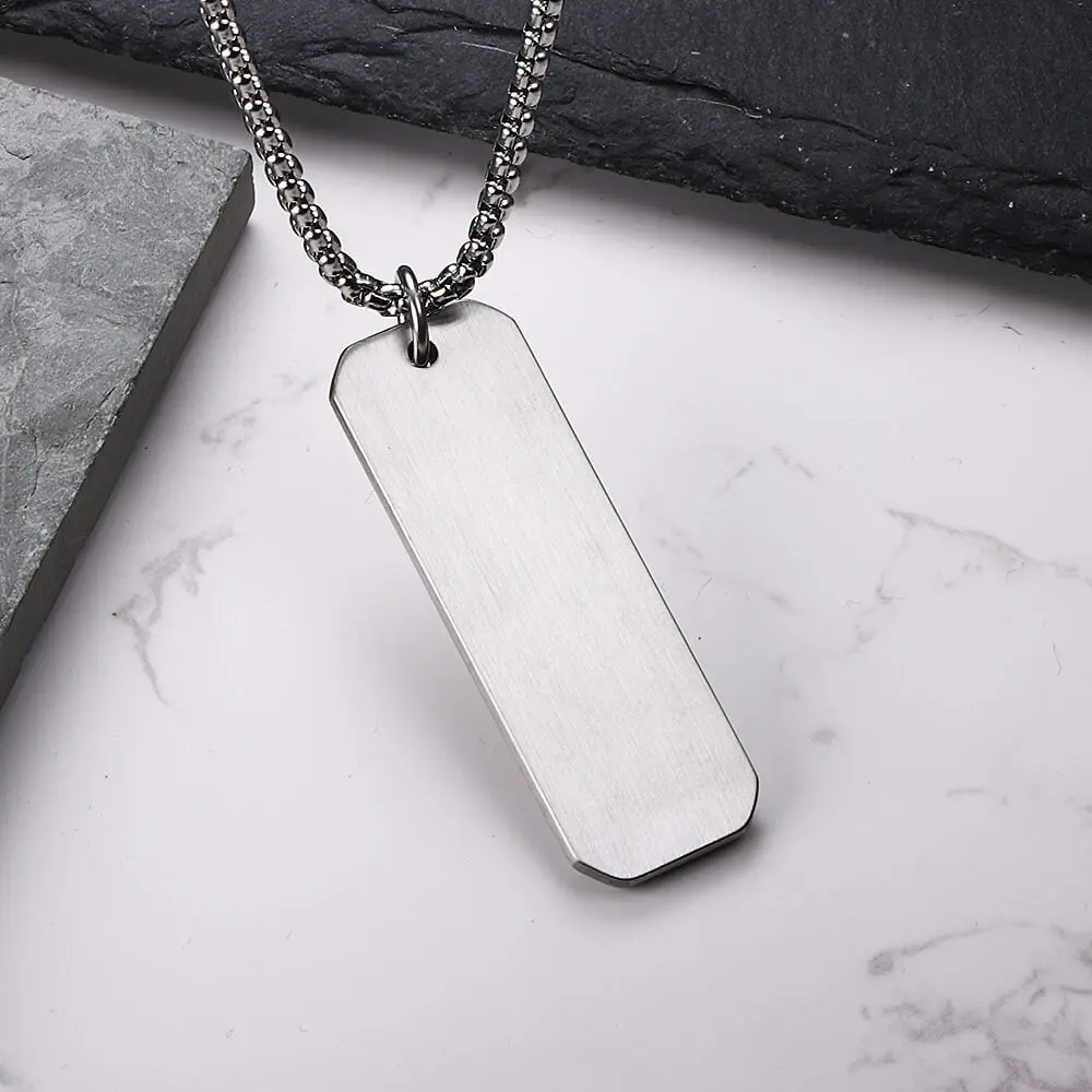 GTHIC Lettering Double-Sided Brushed Necklace Stainless Steel Statement Jewelry for Men Women Daily Wear