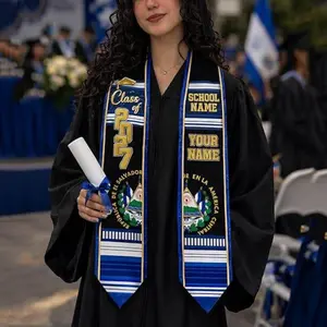 Personalized El Salvador Graduation Stoles/Sash, Class of 2026 stoles, Custom El Salvador Sash Graduation Stole, Gift for Women, Men