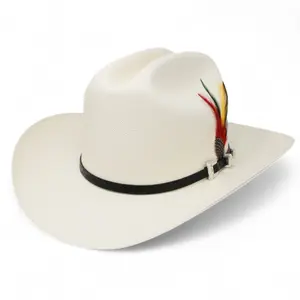 Sombrero Tombstone 1,000X Estilo Panter Belico con Plumas