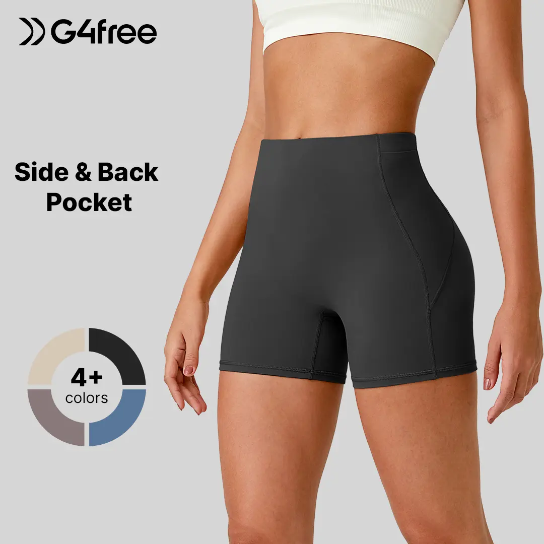 G4Free Barefeel Biker Shorts Women Tummy Control High Waisted No Front Seam Workout Gym Shorts with Pockets 4" 6" 8",TikTokShopBlackFriday
