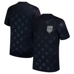 USA Away Soccer Jersey Navy Star Pattern, American Football Shirt, Front and Back View Athletic Sportswear, Fan Edition Gift Tee