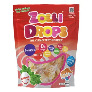 Zolli Drops Peppermint Hard Candy, Delicious, Zero Sugar, KETO, Vegan, Gluten Free, Allergy Friendly, Peppermint Flavors, No Artificial Dyes, Kosher - Helps Relieve Dry Mouth Sugar Free Snack Sweet