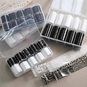 20 Rolls Lace Nail Foil 2 Boxes Floral Transfer Stickers DIY Acrylic Nail Holographic Decals Solid Nail Art Decorations Transferable Nail Art Nail Decoration Supplies