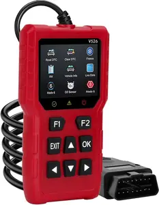 V526 OBD2 Scanner, Red – Code Reader, Engine Light Tool, Battery Voltage Test, Fits Cars & Trucks 1996+