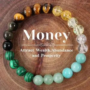 Energy stone beaded bracelet, crystal bracelet, suitable for men and women, 8mm round gemstone beaded bracelet, stretch bracelet, jewelry gift