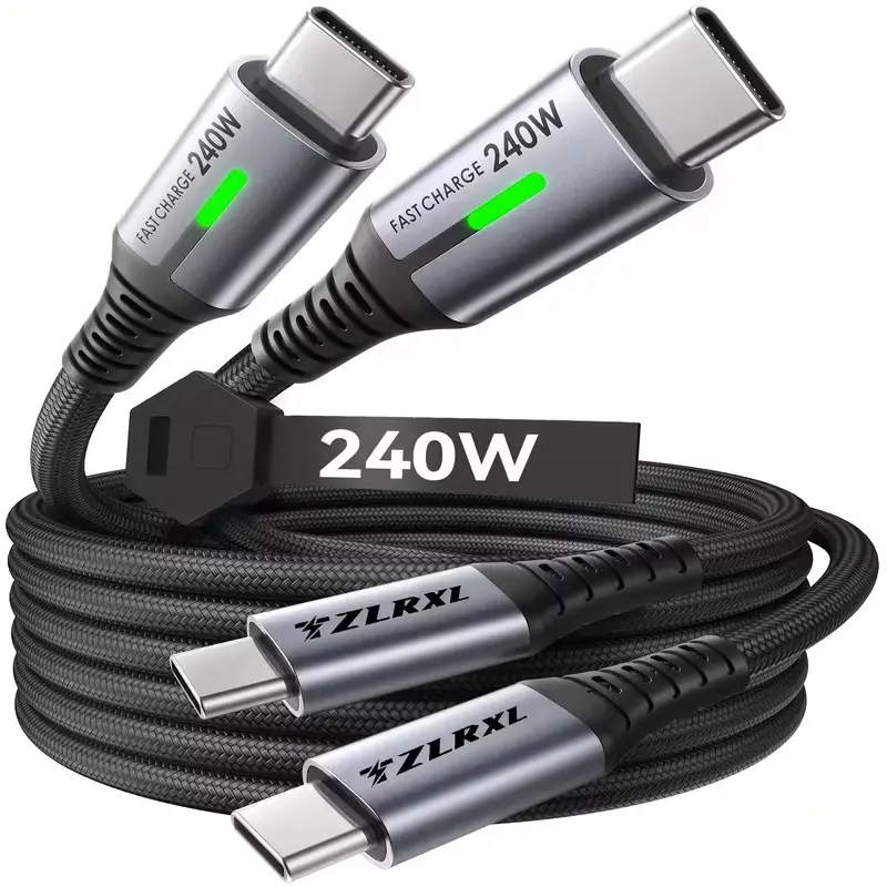 USB C to USB C Data Line, 240w Fast Charging Super Fast Charger 3.3ft/6.6ft Type-C Charger Cable, Braided Usbc Phone Charging Cord for iPhone 16 15 Pro Samsung S24 S23, Typec Cable