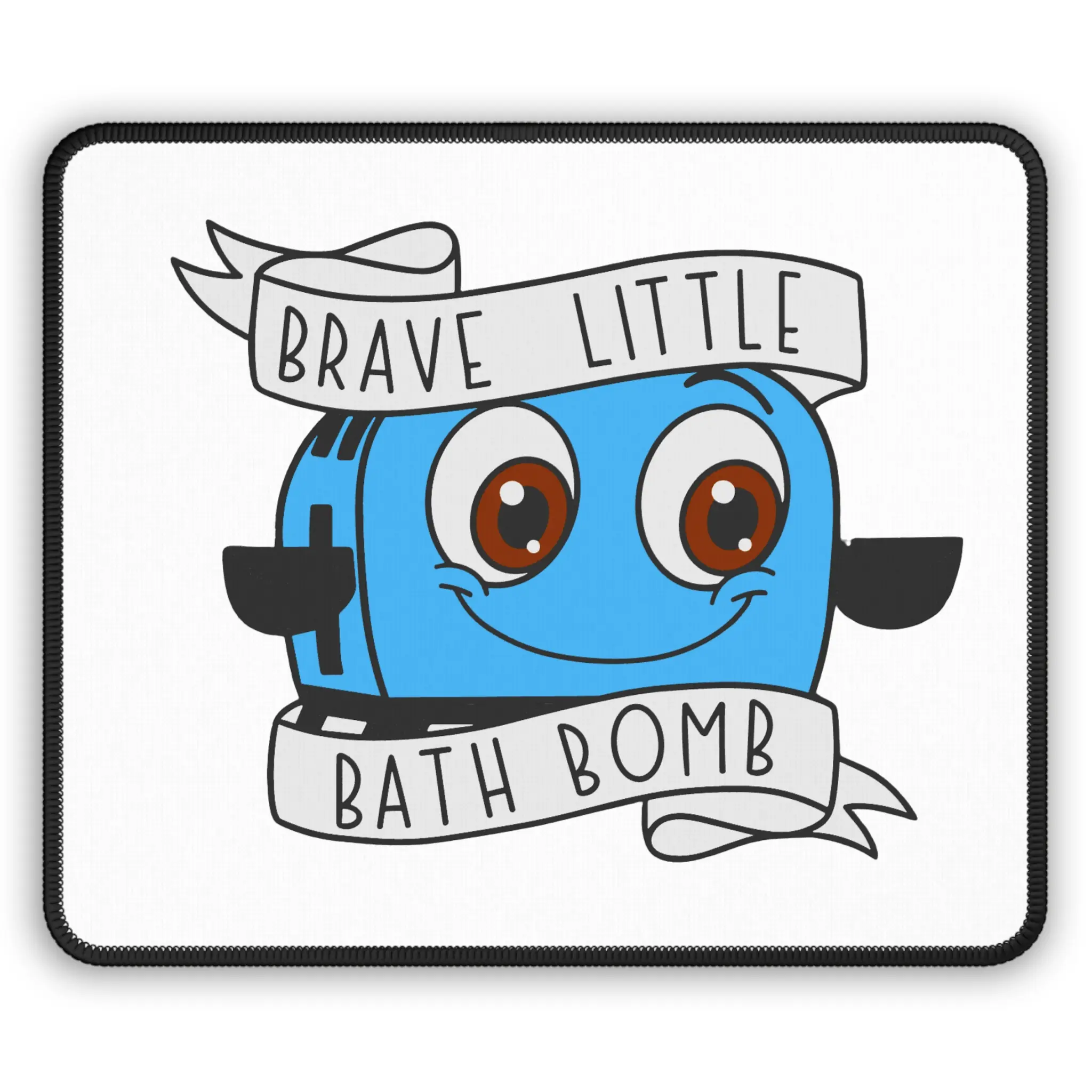 Cute Character Brave Little Bath Bomb Mouse Pad, 3mm Thick 9x7in Compact Rectangle, Neoprene Top Smooth Glide Non-Slip for Gaming & Office, Dorm Room Desk Upgrade
