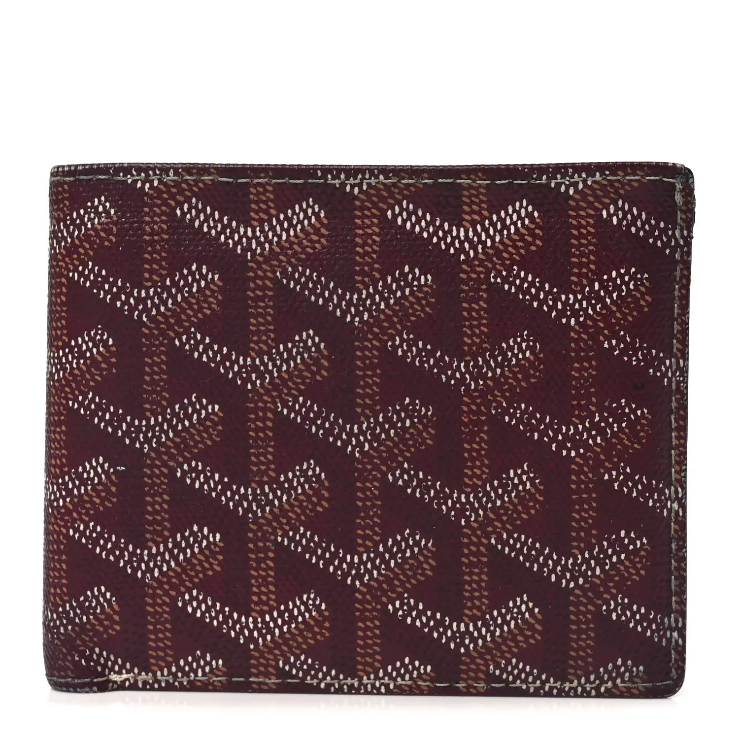 Pre-owned Goyard Canvas Small Leather Goods Goyardine Bi Fold Victoire PM Wallet Burgundy