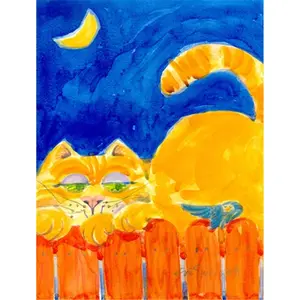 Carolines Treasures  28 x 40 in. Orange Tabby Cat On The Fence Flag Canvas House Size