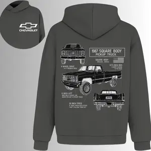 1987 Square Body Pickup Truck Chevrolet Hoodie, 2 Sides, 4x4 Offroad Lifting Trucker Sweatshirt