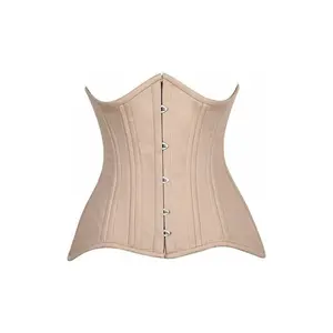 Top Drawer CURVY Nude Cotton Double Steel Boned Underbust Waist Cincher Corset