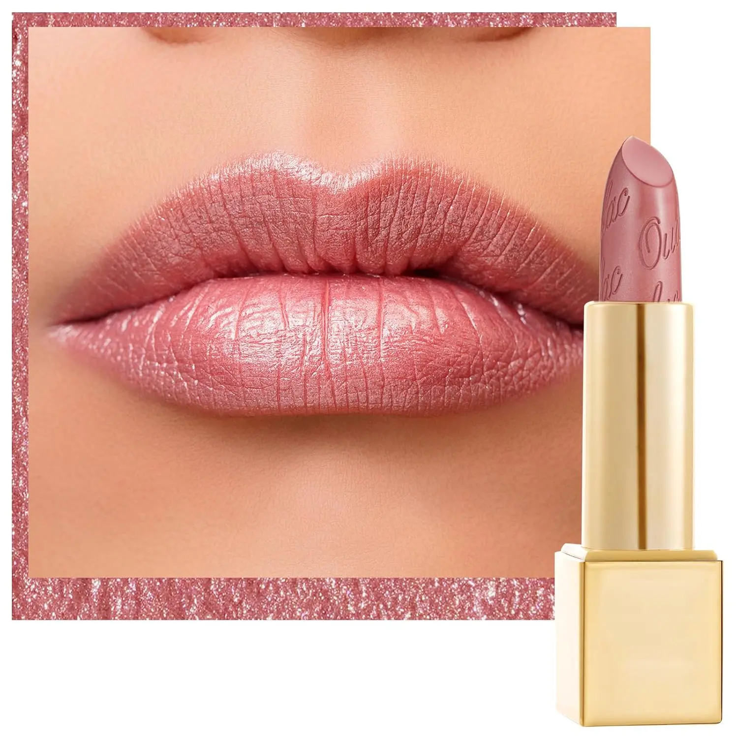 Light Pink Lipstick for Women with Metallic 3D Shine Lightweight Hydrating Formula, High Impact Lip Color, Beauty, Full Coverage Lip Makup, Gifts for Women