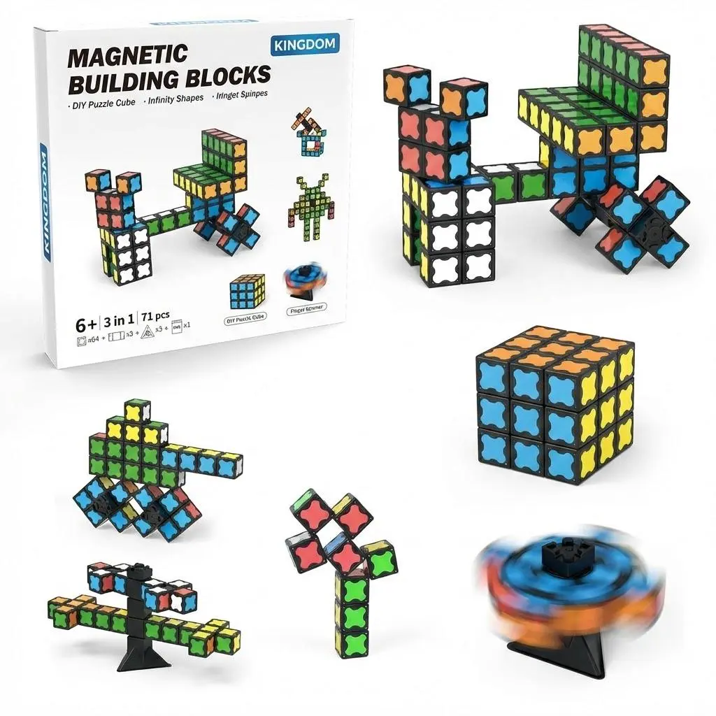 Halloween Fall Gift Magnet Fidget Spinner Mini - 8 Blocks, 3 in 1 Toy: Transformable Fidget Spinner, Infinity Cube, 2x2 Puzzle Cube, Easter Basket Stuffers for Kids/Adults, STEM Sensory Stress Relief Toy Visit the TOSY Store