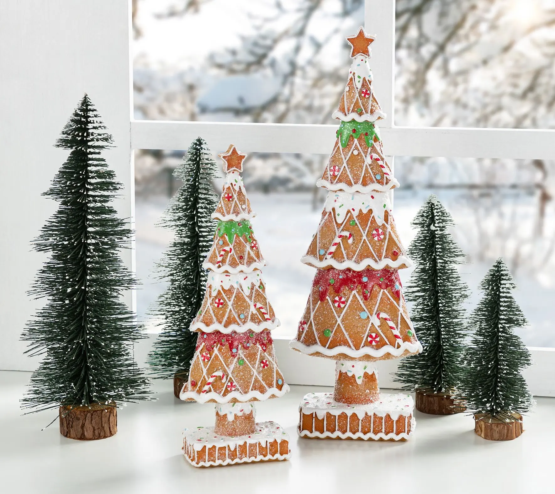 Glitzhome Resin Christmas Trees Table Decor Setof 2
