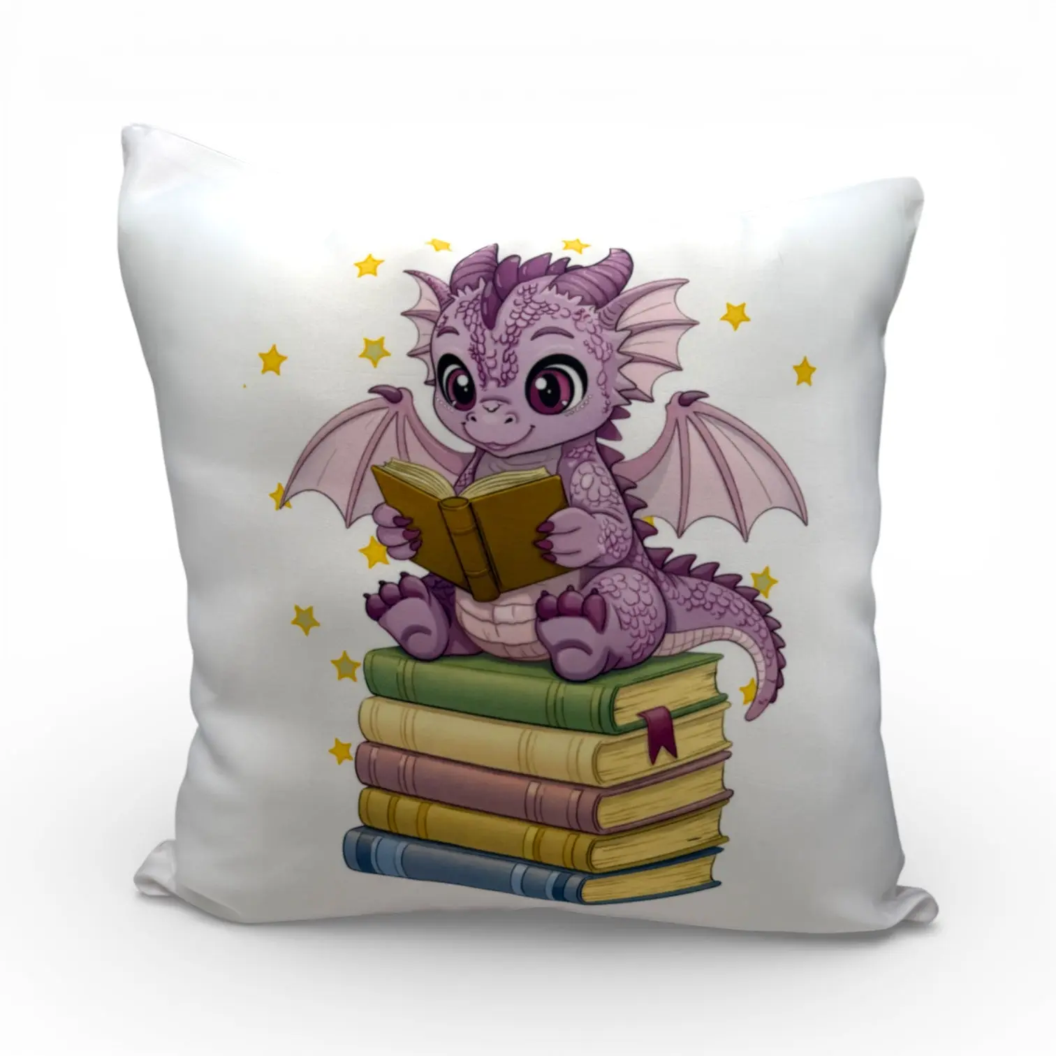 Bookish Dragon Cozy 13x13 in Pillow Case - Book Lover Reading Nook Room Decor, Multiple Options
