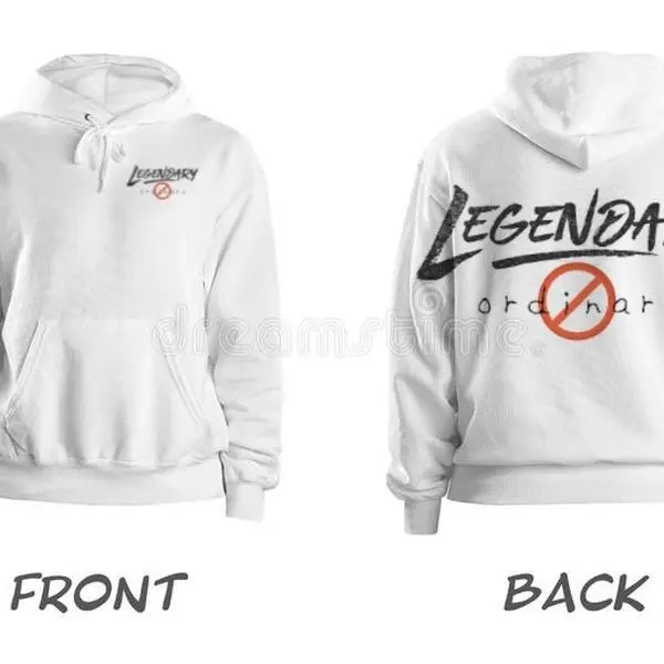 LNO HOODIES Legendary Not Ordinary White Hoodie with Front & Back Design Original Colors Authentic Style