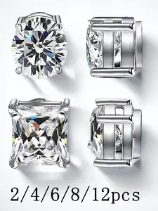 Stainless Steel Magnetic Earrings, Unisex Zirconia Studs, Fashion Jewelry for Parties and Daily Wear, Elegant and Versatile Gift Idea, Unisex Design