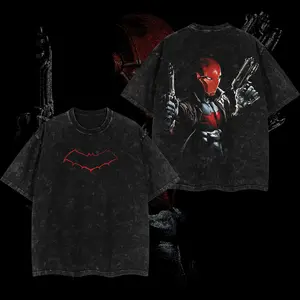 Superstyle Under the Hood - Jason Todd Red Hood (Robin #2) The Dark Kinght Hero Verse Comic Edition Double Printed Oversize Lightweight Acid Washed Tee TV Series Graphic Design Top Cotton Streetwear Comic Superheroes T-Shirt Clothes Menswear Womenswear