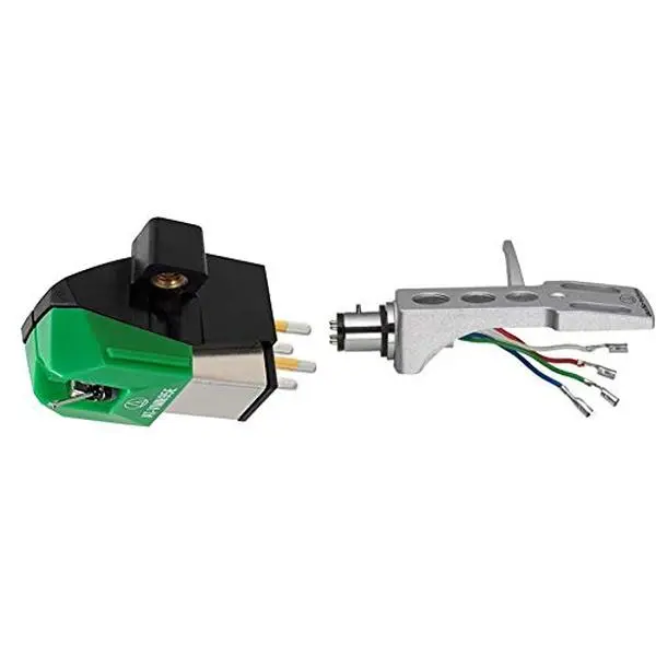 Audio-Technica AT-VM95E Dual Moving Magnet Turntable Cartridge Green & at-HS1 Universal Headshell for LP120-USB, LP240-USB, and LP1240-USB Direct-Drive Turntables White (Open Box)