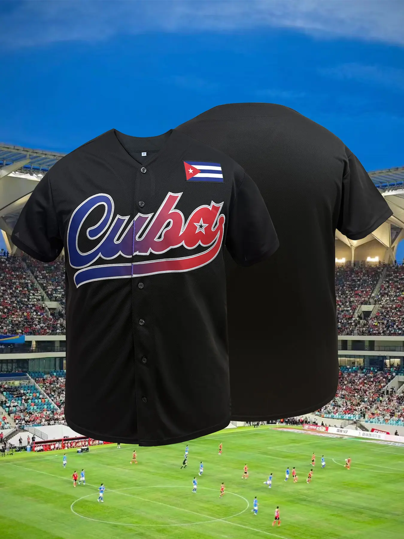 Men's Cuba Baseball Jersey, Loose Fit Breathable Sportswear, Embroidered Letters Baseball Shirt, All-Season Outdoor Sports Shirt, Sports Top, Outdoor Apparel, Sports Clothing, Athletic Tops