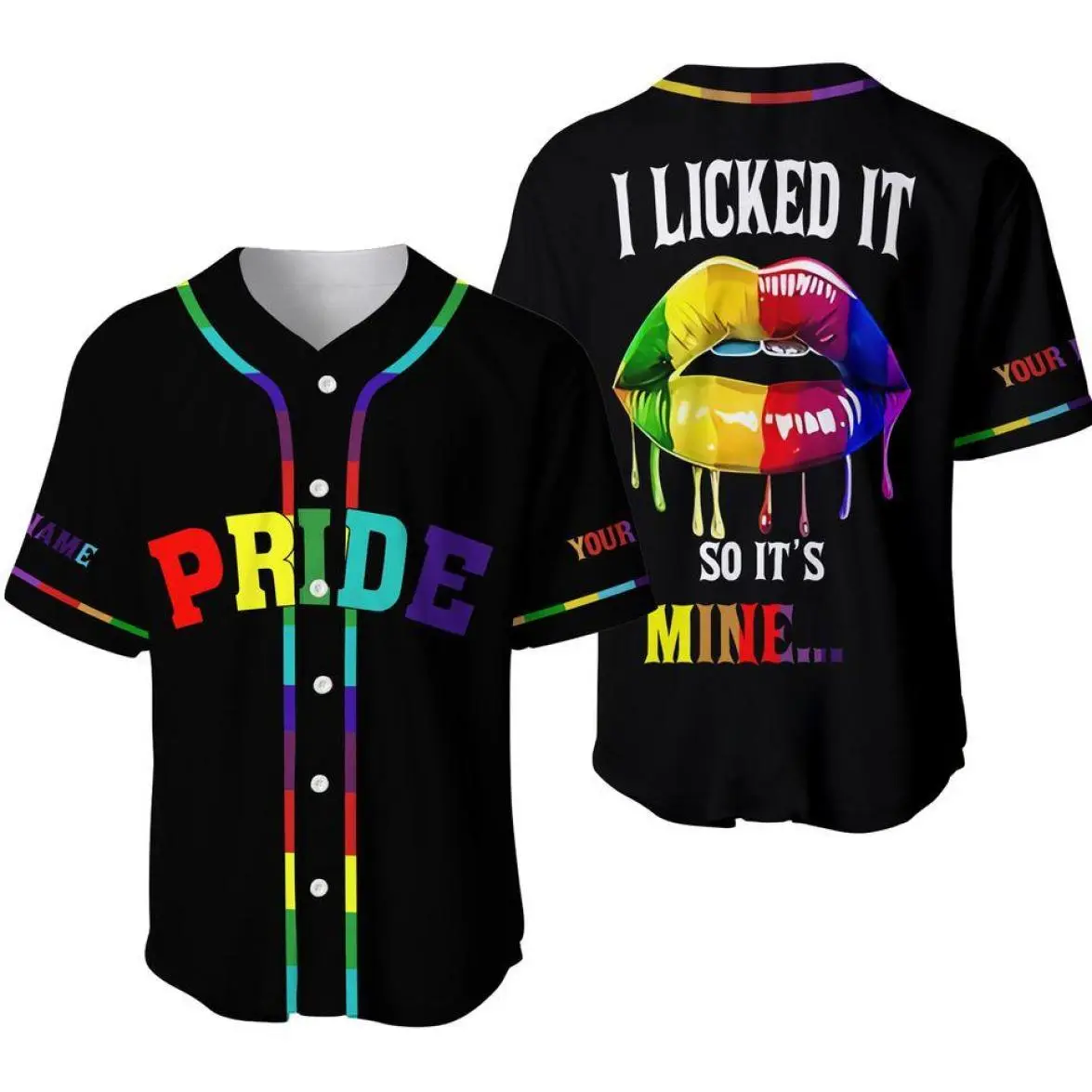 Custom LGBT Pride Rainbow Baseball Jersey Shirt, Rainbow Pride Shirt, Rainbow Lips Jersey Shirt, Lgbt Jersey Shirt, Lgbt Pride