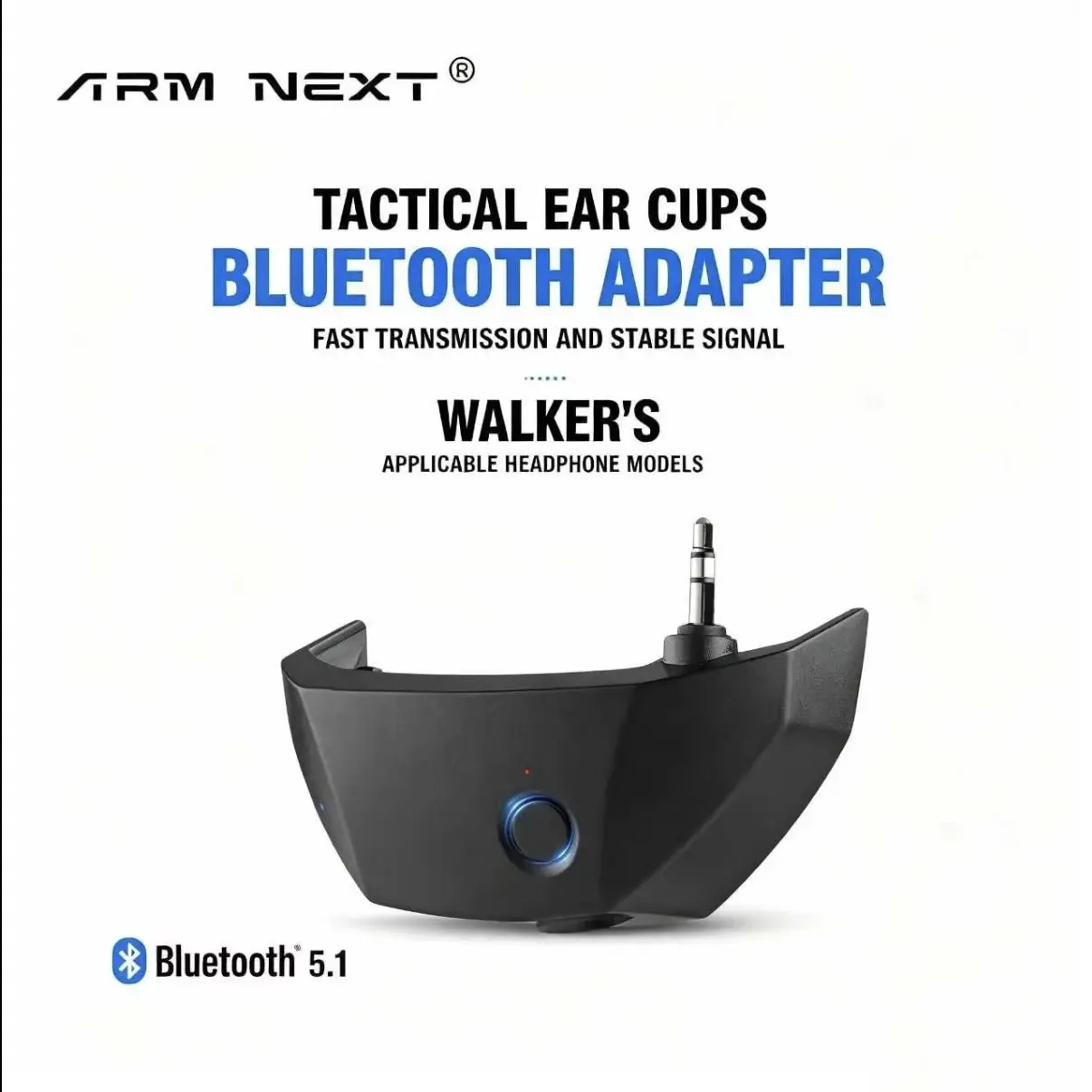 Tactical Ear Cups Bluetooth Adapter for Walker's Earmuff Models Fast Transmission Stable Signal Bluetooth 5.1