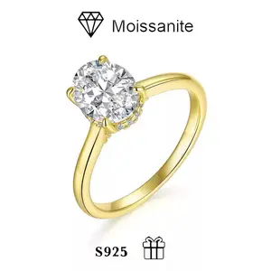 S925 Sterling Silver Women's Ring Two Carat Moissanite Ring D Color VVS1 Clarity Oval Cut, Wedding, Engagement, Anniversary, Birthday Gift, Daily Wear, Sparkling Exquisite Jewelry, High Quality