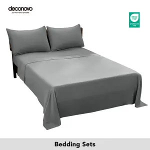 Deconovo Bedding Sets, Modern Bedding Sets, 1 Fitted Sheet, 1 Flat sheet & 2  Pillowcase cases, Soft Comfy Bedding Set, Bedroom Accessories
