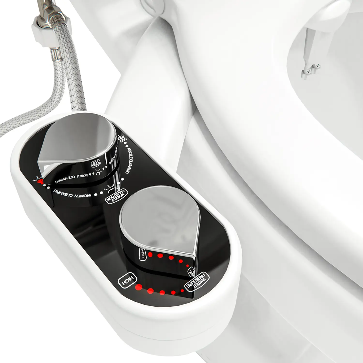 Clear Rear Bidet Attachment for Toilet - Dual Self-Cleaning Nozzles, Adjustable Water Pressure, Easy No-Tool Installation, Eco-Friendly Toilet Sprayer for Rear & Feminine Cleansing, Fits Most Toilets