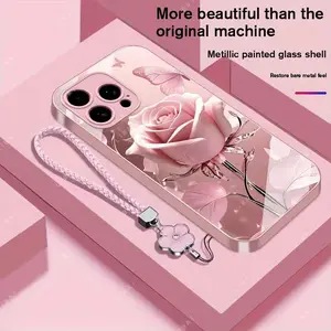 Suitable for [iPhone 16 Pro Max] high-end phone case，a beautiful four-leaf clover lanyard is included,exquisite and high-end design,a variety of colors are available for you to choose from YM99