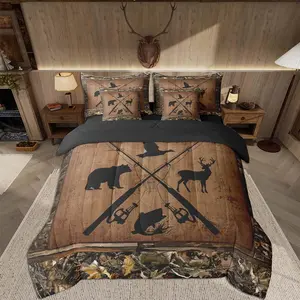 Mallard Duck Comforter Set with Sheets 7 Piece Camo Duck Bed in a Bag Kids Boys Girls Bear Bedding Set Deer Bedroom Decor Fish Wildlife Breathable Soft Lightweight Microfiber