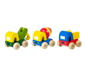 Orange Tree Toys 3 Wooden First Trucks Push CarToys