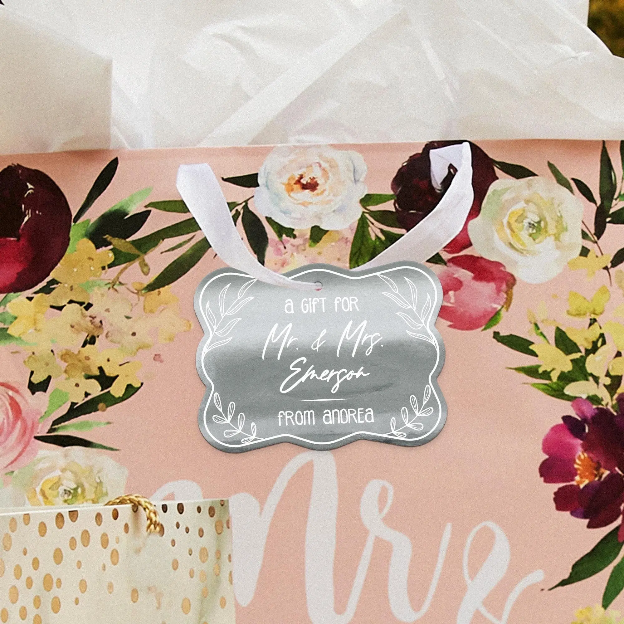 Personalized Wedding Gift Tag | Mr. & Mrs. Design | Foil Cardstock Tag