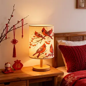 1 Valentine's Day table lamp, party table lighting, table lamp decorative night light; features a red bird design, suitable as a bedside lamp, table lamp, ambient decorative light, and gift light. The red bird image adds beauty to bedrooms and offices.