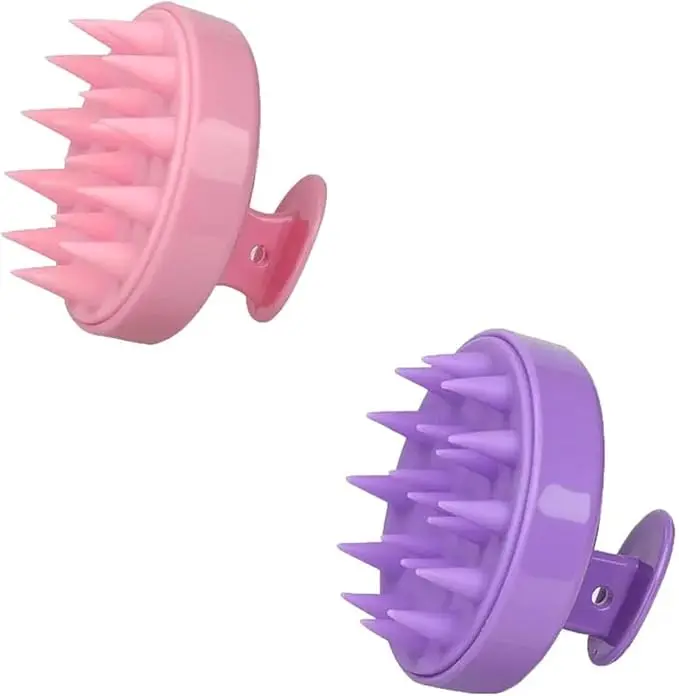 Personal Silicone Shampoo Brush with Grip - Unisex Adult Exfoliating Silicone Brush, Bath Body Care Tool for Wet & Dry Scalp, Hair Growth Accessory (Random Color)