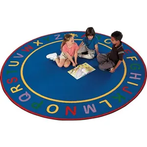 212 MAIN Kids' Alphabet Print Round Home Decor Rug, 4906 Alpha Model, 6 ft Multicolor Bright Cheer Indoor Learning Aid Carpet, Multicolor Rug, Home Decor Rugs